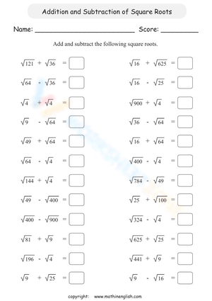Addition and Subtraction of Square Roots