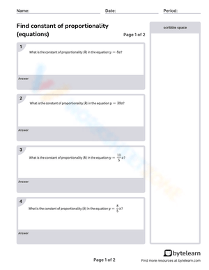 Find Constant Of Proportionality