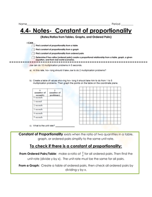Constant of Proportionality Home Works