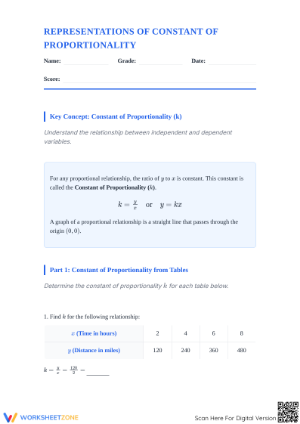 Constant of Proportionality Worksheet | Grade 7 Printable