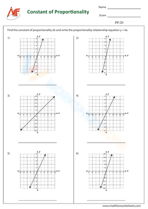Constant of Proportionality Worksheet with Answer Key