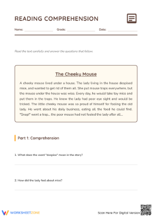 Printable Reading Comprehension Worksheet | Grade 4 ELA