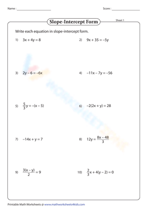 Slope Intercept Form 1