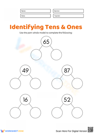 Tens and Ones Place Value Worksheet