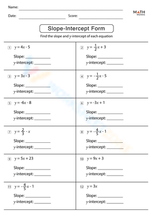 Slope Intercept Worksheet