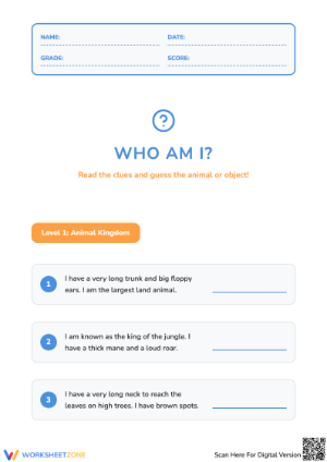 'Who Am I?' Worksheet: Sharpen Inference Skills