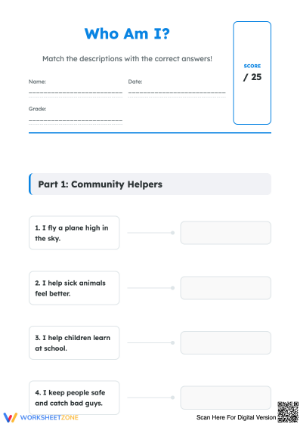 'Who Am I?' Matching: Inference Matching Worksheet