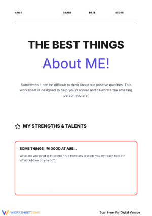 The Best Things About Me Worksheet