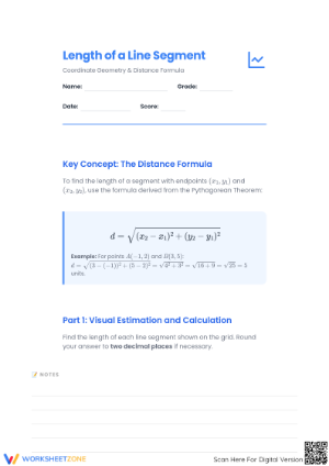 Printable Distance Formula Worksheet | Grade 8 Math
