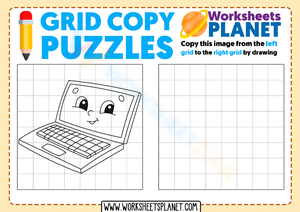 Laptop Grid Copy Puzzle Worksheet