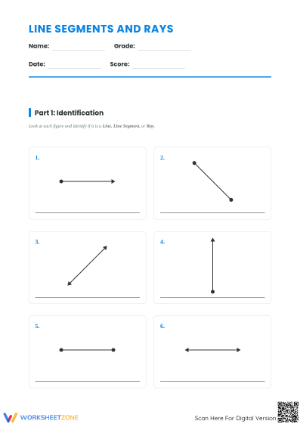 Line Segments and Rays Worksheet | Printable Grade 6-8 Math