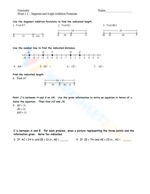 Segment Angle Addition Postulate