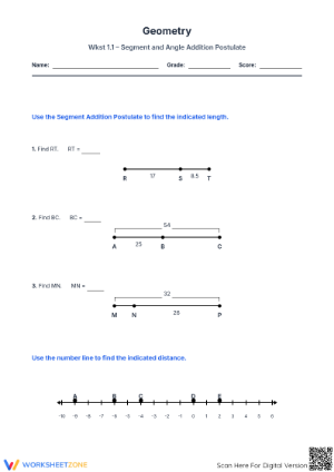 Printable Segment & Angle Addition Worksheet | Grade 8 Math