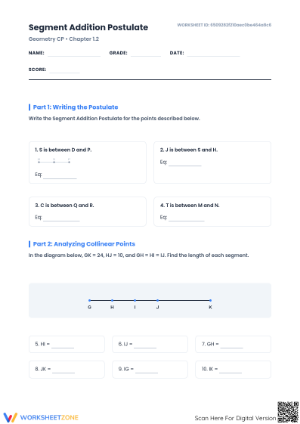Essential Segment Addition Postulate Practice | Grade 9
