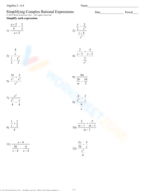 Free Complex Fractions Worksheet Collection for Kids