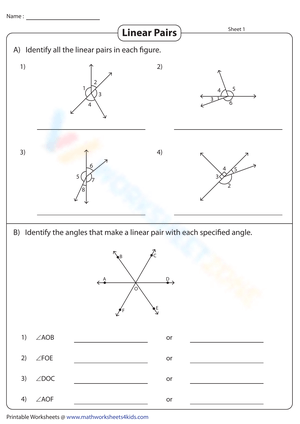 Identifying Linear Pairs of Angles
