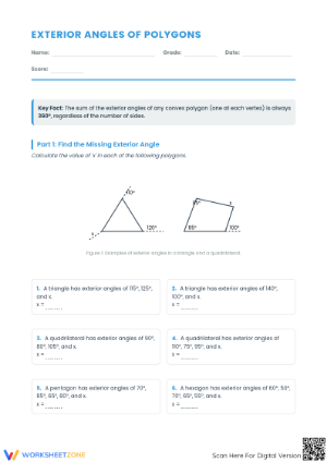 7.G.B.5 Worksheet: Exterior Angles — Grade 7 Aligned