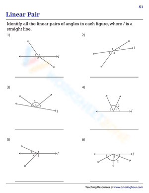 Linear Pair Worksheet