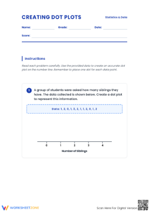 Grade 6 Creating Dot Plots — Printable No-Prep Worksheet