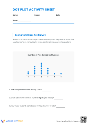 Grade 6 Dot Plot — Printable No-Prep Activity Sheet