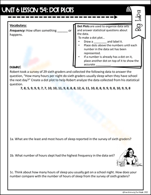 Dot Plots Lesson Worksheet