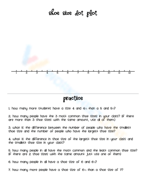 Dot Plot of Shoe Sizes Worksheet