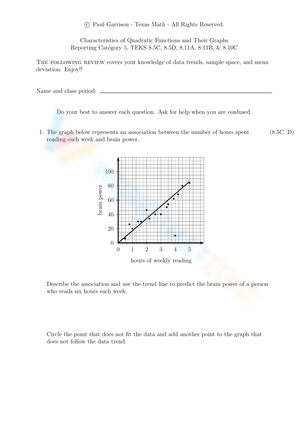 8th Grade Data Analysis Review