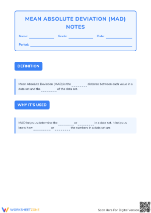Printable Mean Absolute Deviation Notes | Grade 6-8 Math