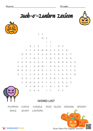 Jack-o'-Lantern Lexicon Word Search
