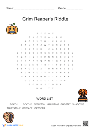 Grim Reaper's Riddle Word Search