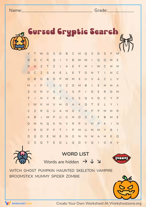 Cursed Cryptic Word Search