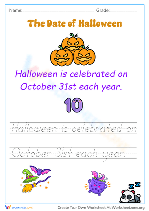 Halloween Cursive Writing Worksheet | Grade 2 Printable