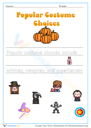 Halloween Costume Cursive Writing Practice - Witches & Vampires