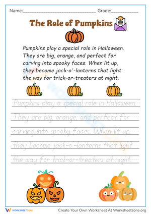 Halloween Pumpkins Cursive Writing 