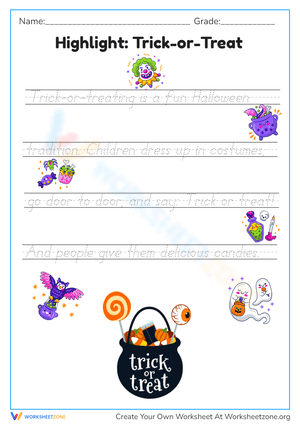 Trick-or-Treating Cursive Writing 