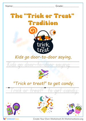 Trick or Treat Tradition Cursive Writing 