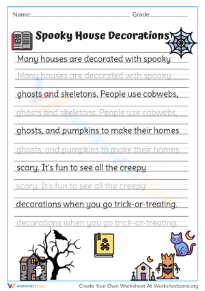 Halloween Handwriting Practice: Spooky House Decorations!