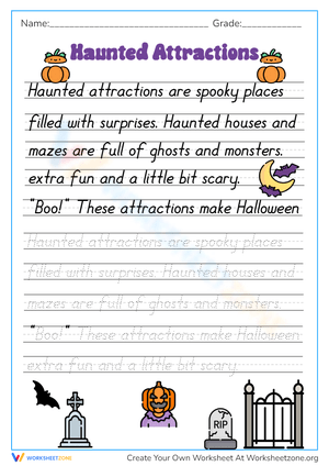 Haunted Attractions Cursive Writing