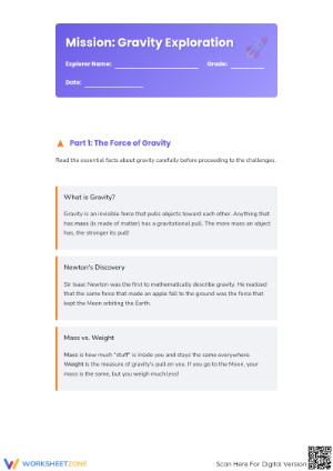 Gravity Facts & Worksheets