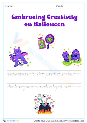 Halloween Cursive Worksheet | Printable Grade 2