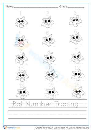 Halloween Bat Number Tracing 