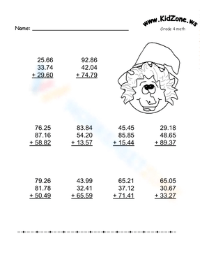 Addition: Column of Decimal Numbers