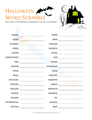 Unscramble the Halloween Words