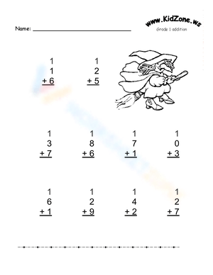 Grade 1 Halloween Addition Worksheet