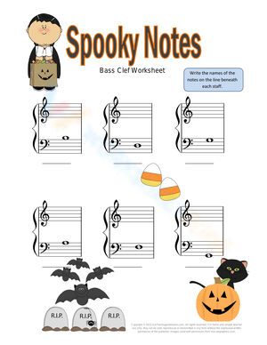 Spooky Notes for Bass Clef Music