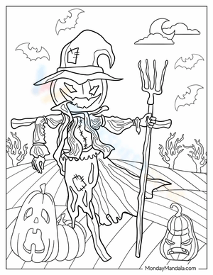 Scary Scarecrow with Jack-o-Lantern Head