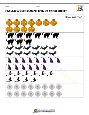 Halloween Counting Up to 20 Worksheet