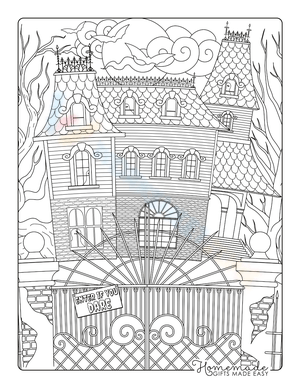 Haunted House Halloween Coloring Page