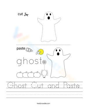 Ghost Cut and Paste Halloween Worksheet