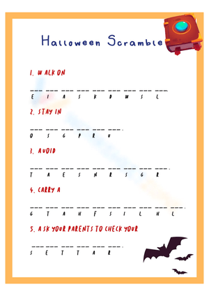 Halloween Word Scramble Puzzle